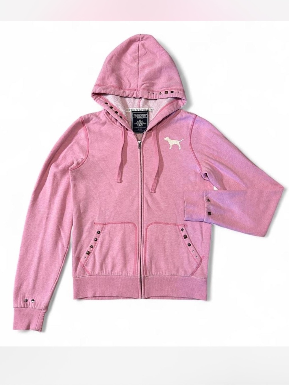 RARE Studded Y2K Pink Zip-Up Hoodie